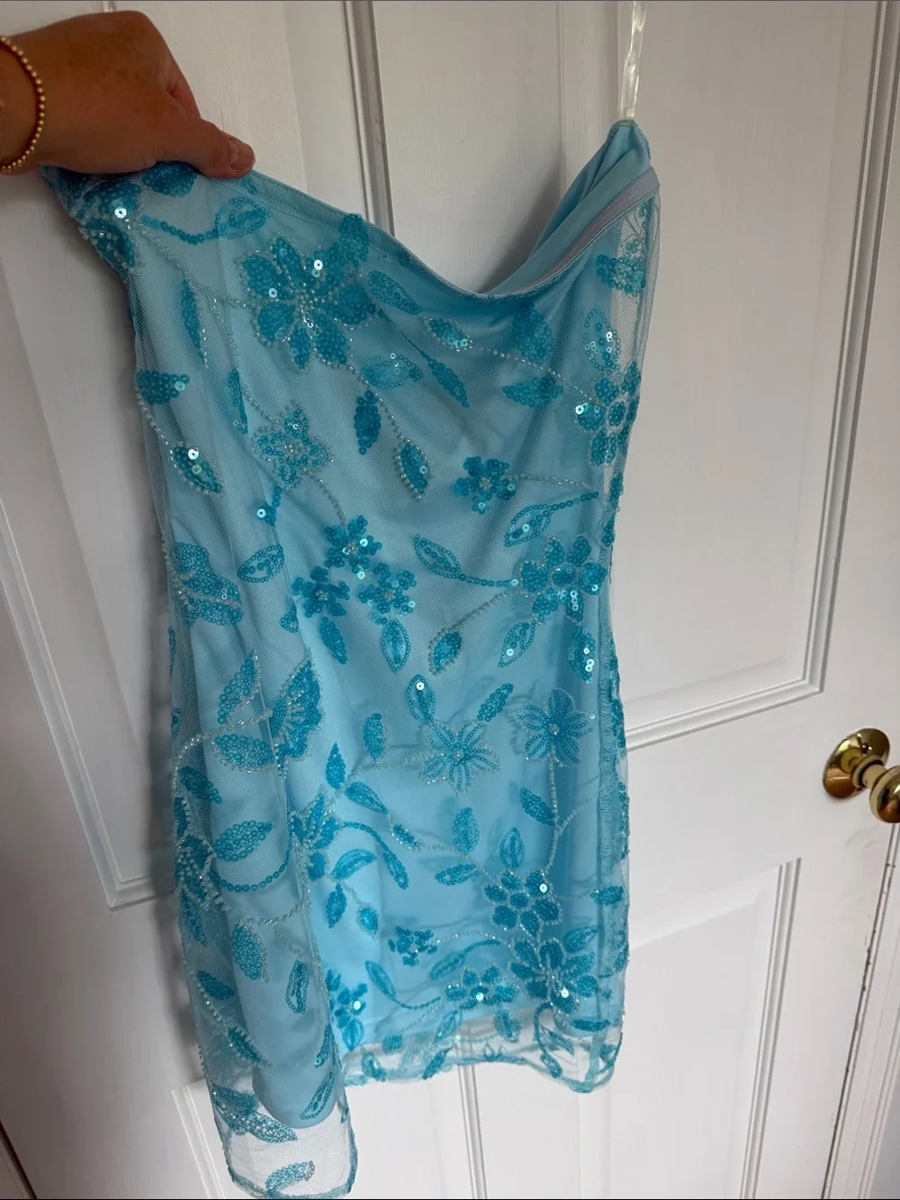 Peppermayo Moorey Beaded Mini Dress Aqua Blue - Picture 6 of 9